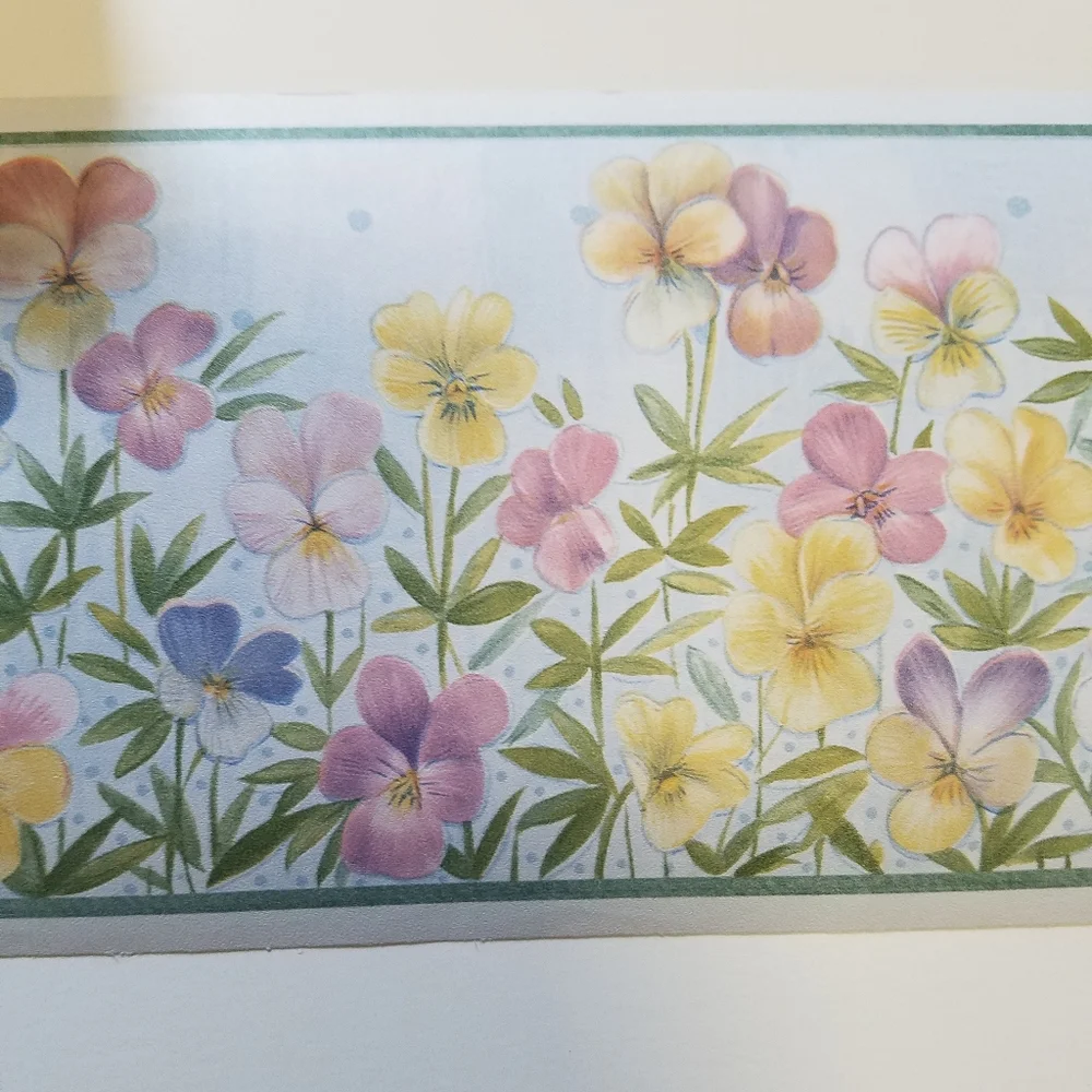 Wallpaper Border Pastel Pansy Violet Trail